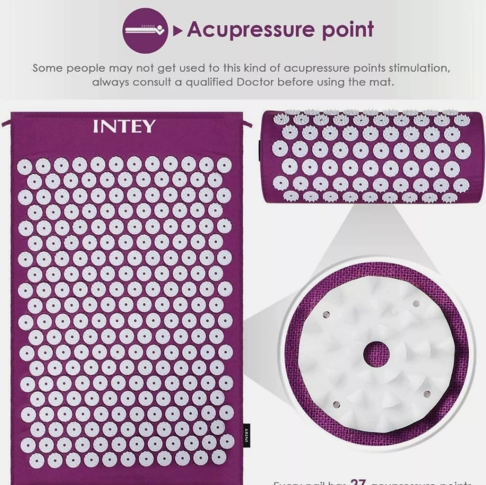 INTEY Mat Acupressure Kit Massage With Cushion And